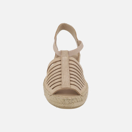 Zapatillas de esparto en piel serraje con elásticos Ural