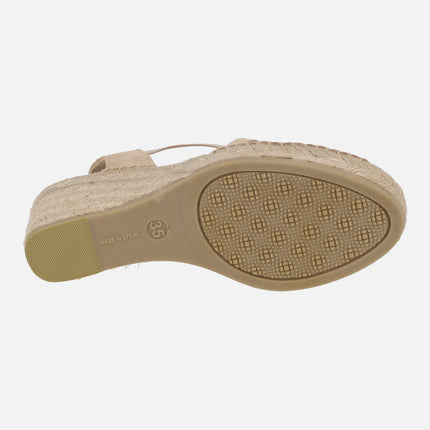 Zapatillas de esparto en piel serraje con elásticos Ural