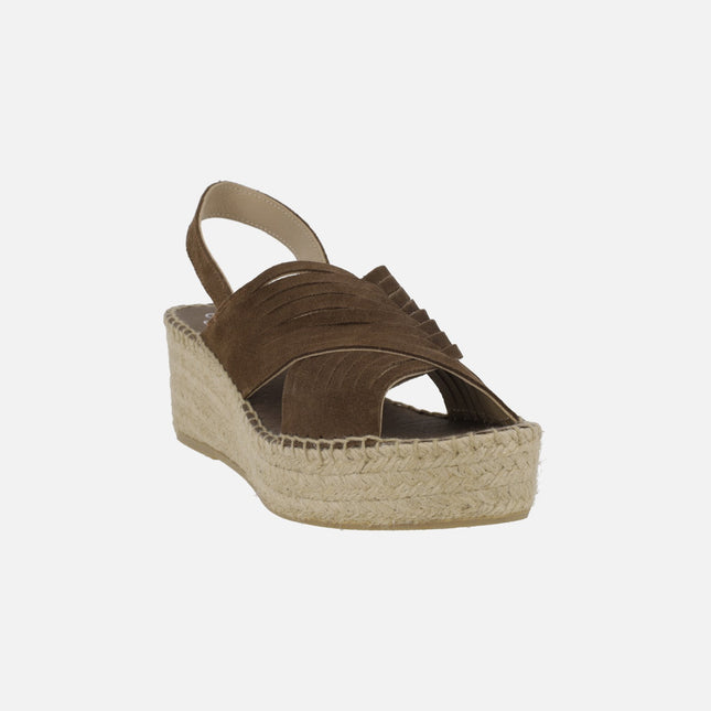 Zapatillas de esparto en serraje marrón Sena