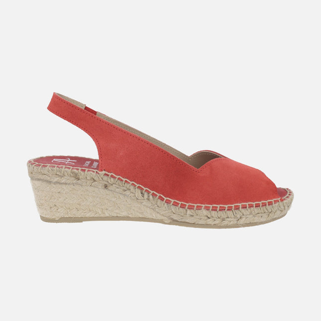 Zapatillas de esparto en serraje abiertas de puntera