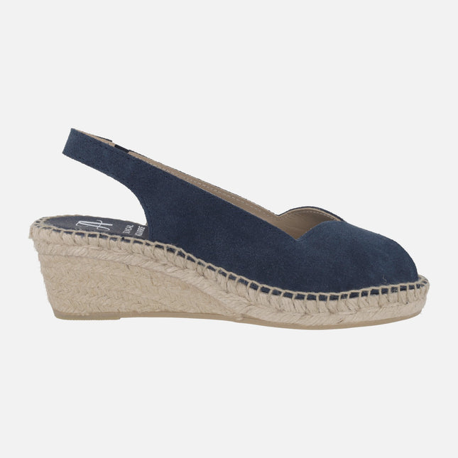 Zapatillas de esparto en serraje abiertas de puntera