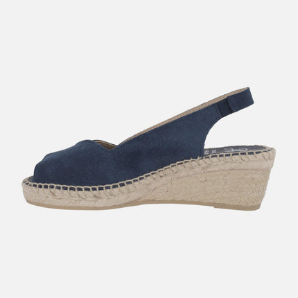 Peep-toe suede espadrilles