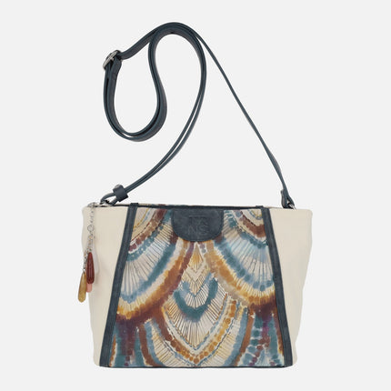 Shoulder bags in beige and multicolor fabric