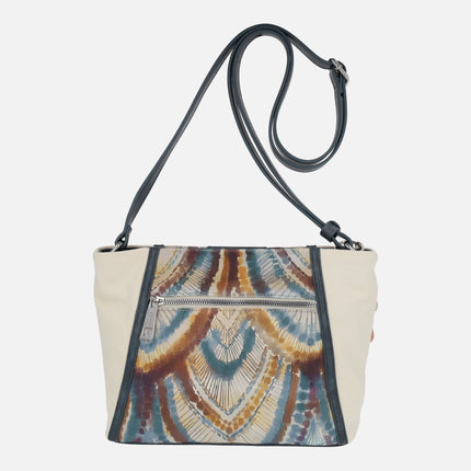 Shoulder bags in beige and multicolor fabric