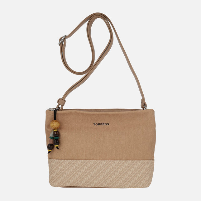 Multi-material shoulder bags with pendant