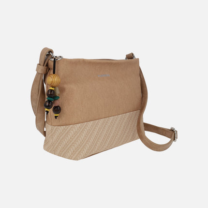 Multi-material shoulder bags with pendant