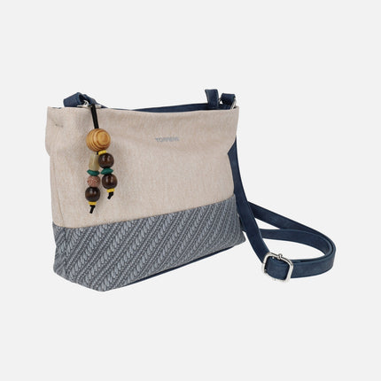 Multi-material shoulder bags with pendant