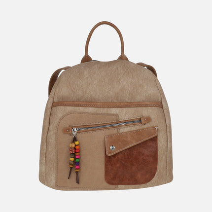 Mochilas Torrens en combinado cuero con detalle de abalorios