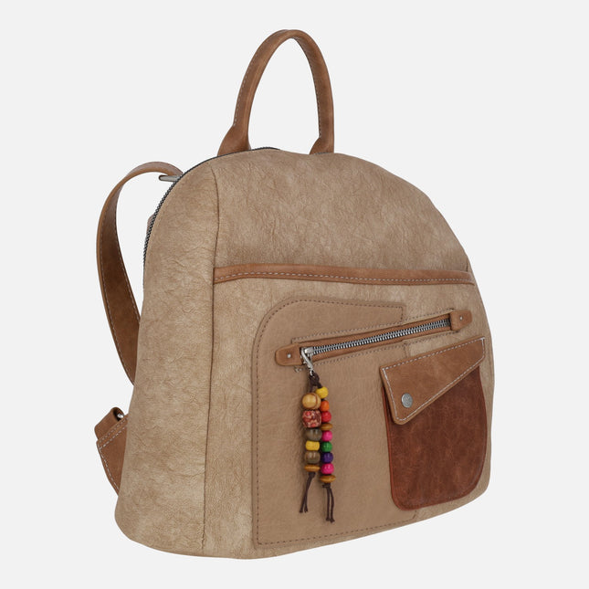 Mochilas Torrens en combinado cuero con detalle de abalorios