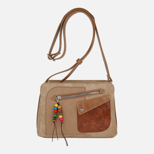 Bolsos bandolera Torrens en combinado cuero con abalorios