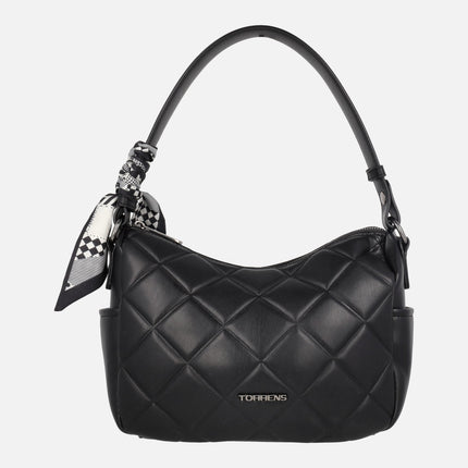 Quilted shoulder bags with scarf detail