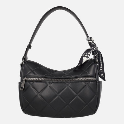 Quilted shoulder bags with scarf detail