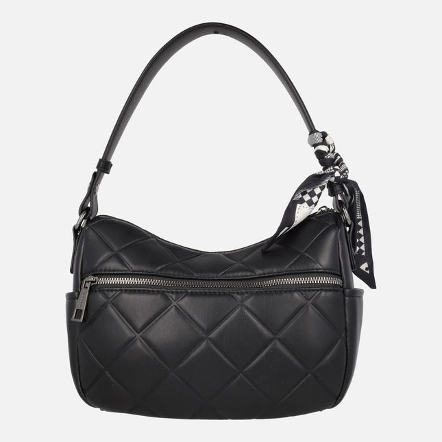 Quilted shoulder bags with scarf detail