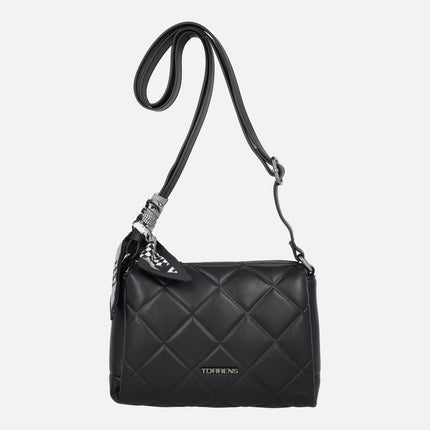 Bolsos bandolera en guateado negro con detalle de pañuelo