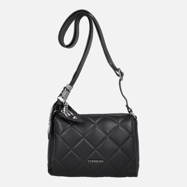 Quilted crossbody bags Black with scarf detail
