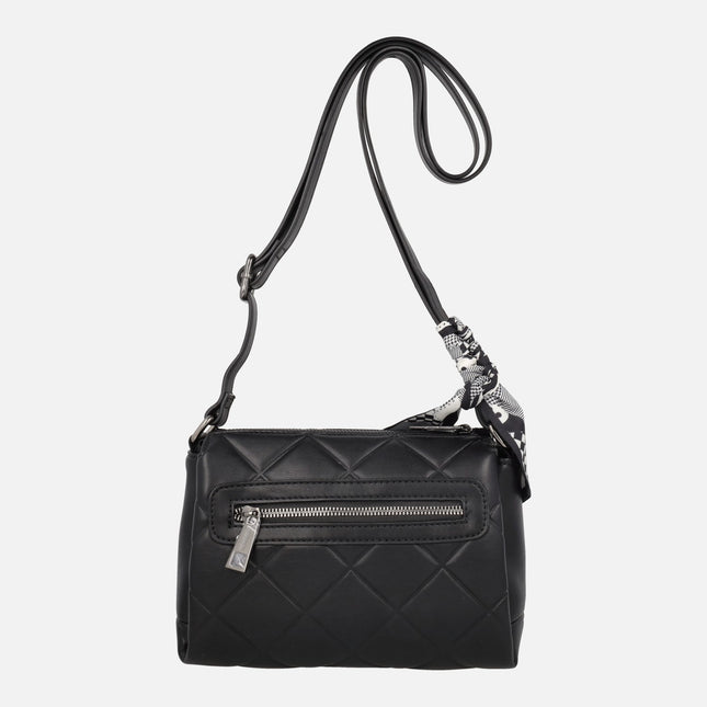 Quilted crossbody bags Black with scarf detail