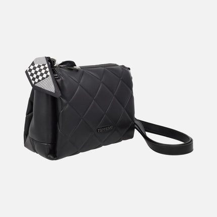 Bolsos bandolera en guateado negro con detalle de pañuelo