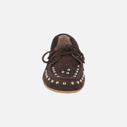 Náuticos de serraje con remaches plateados