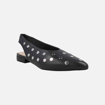 Leather slingback ballerinas with studded decoration