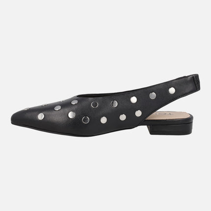 Leather slingback ballerinas with studded decoration