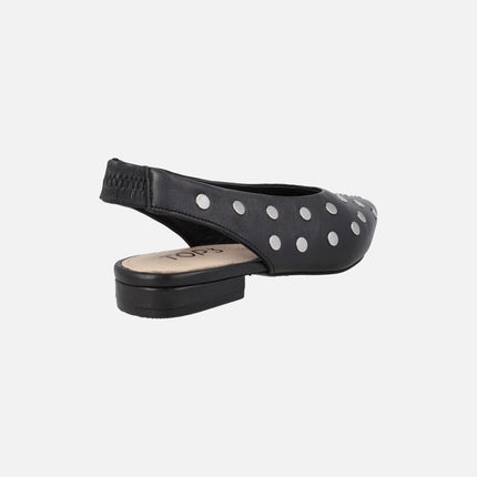 Leather slingback ballerinas with studded decoration