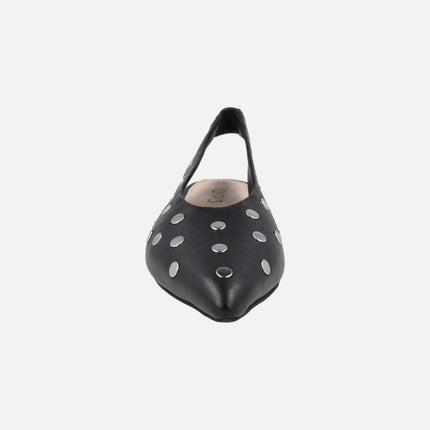 Leather slingback ballerinas with studded decoration