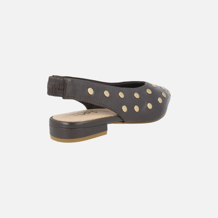 Leather slingback ballerinas with studded decoration