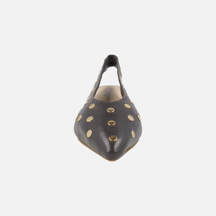Leather slingback ballerinas with studded decoration