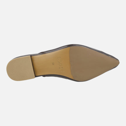 Leather slingback ballerinas with studded decoration