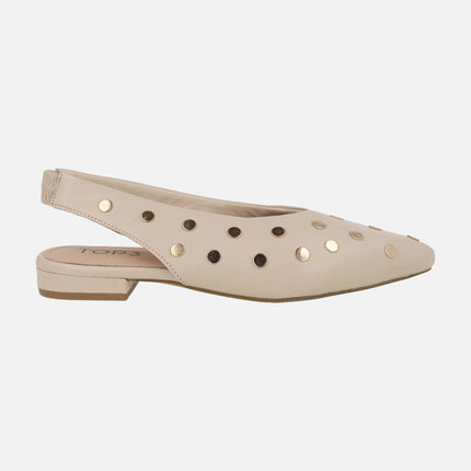 Leather slingback ballerinas with studded decoration