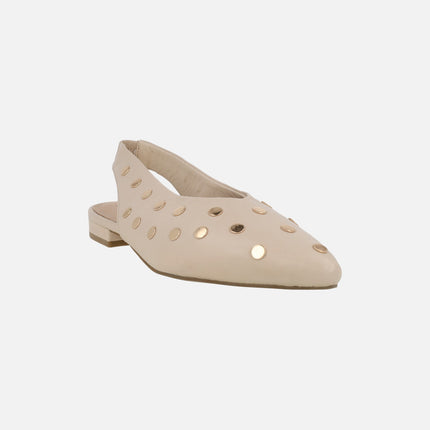 Leather slingback ballerinas with studded decoration