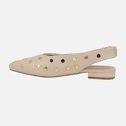 Leather slingback ballerinas with studded decoration
