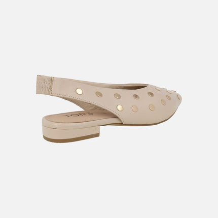 Leather slingback ballerinas with studded decoration