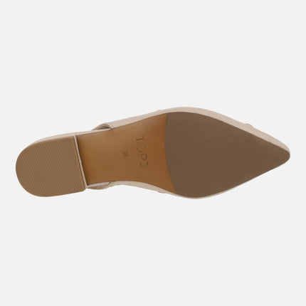 Leather slingback ballerinas with studded decoration