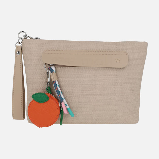 Bolso bandolera beige con monedero de naranja