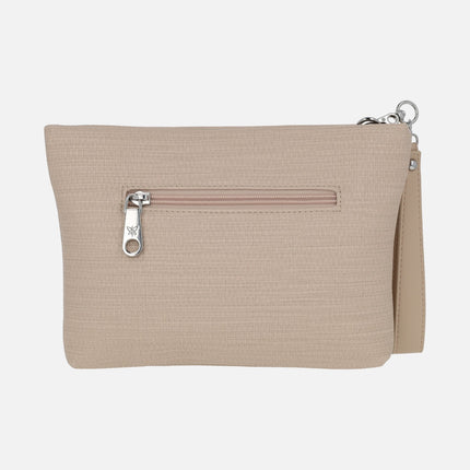 Bolso bandolera beige con monedero de naranja