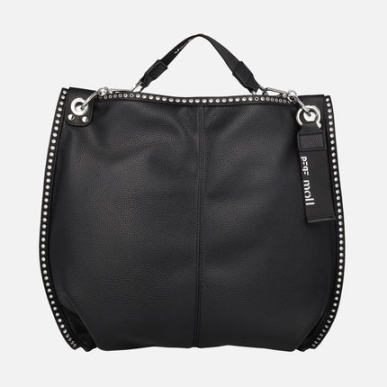Bolsos negros con tachas y doble asa