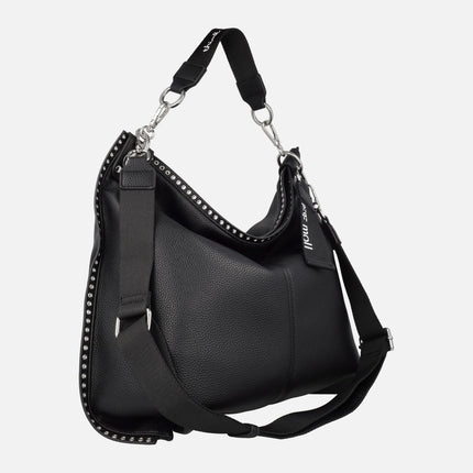 Black bags with studs and double handle