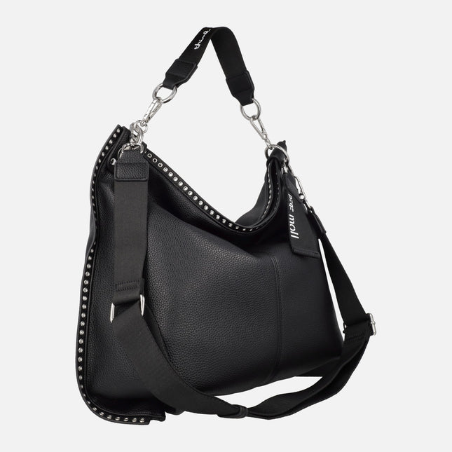Black bags with studs and double handle