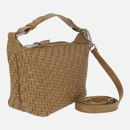 Braided effect handbags with adjustable shoulder strap