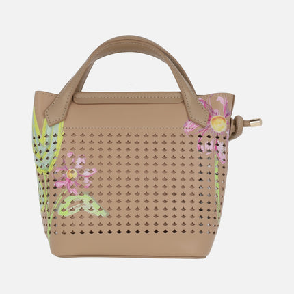 Bags with openwork and flower print 261271 Sand