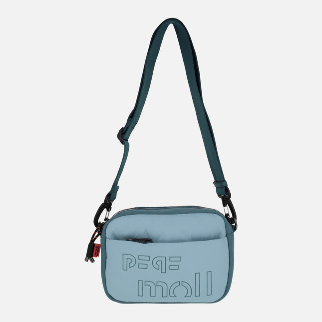 Quilted fabric crossbody bags in blue combination