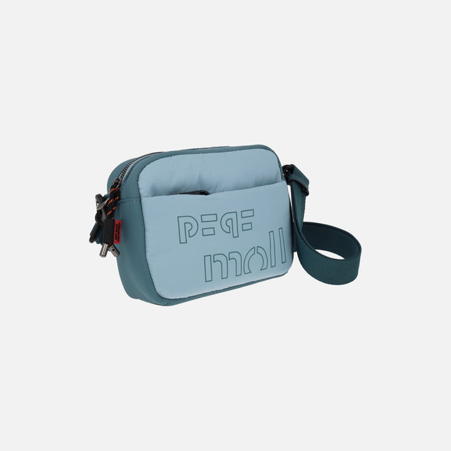 Quilted fabric crossbody bags in blue combination