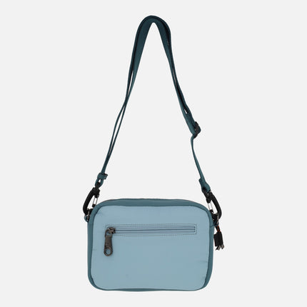 Quilted fabric crossbody bags in blue combination