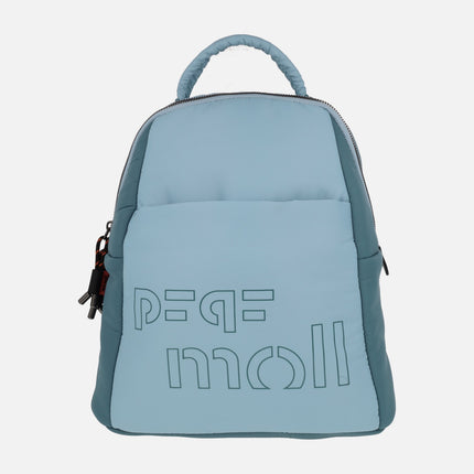 Quilted fabric backpacks in blue combination