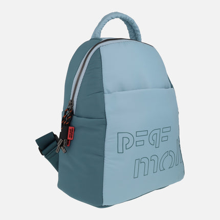 Quilted fabric backpacks in blue combination