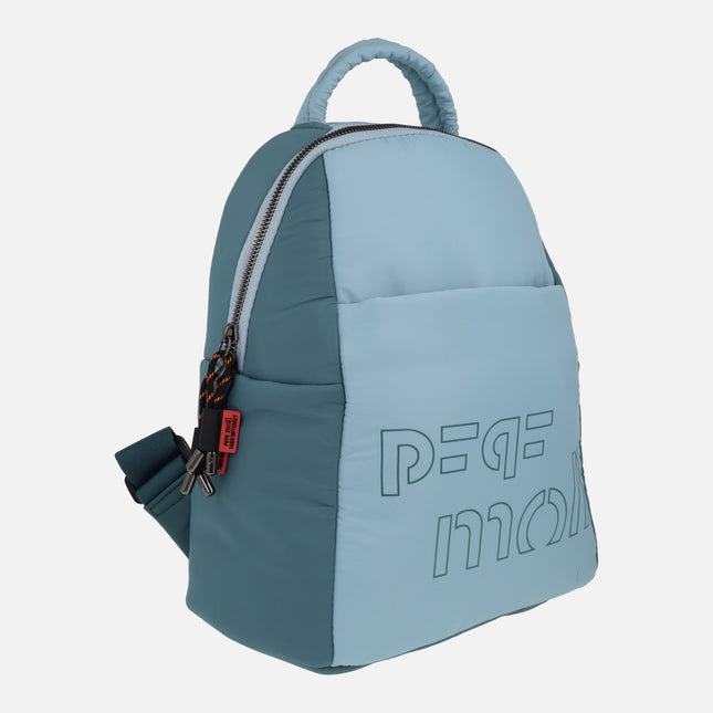 Quilted fabric backpacks in blue combination