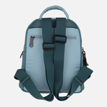 Quilted fabric backpacks in blue combination