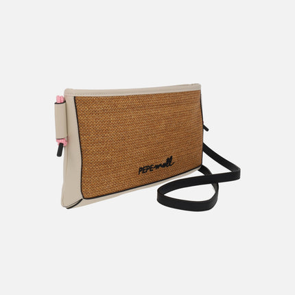 Rectangular crossbody bags in raffia finish