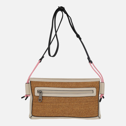 Rectangular crossbody bags in raffia finish